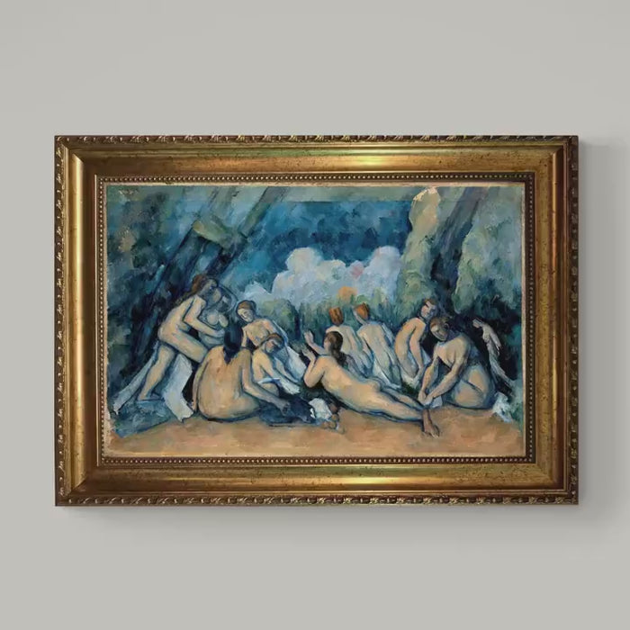 Bather by Cezanne Wall Art: Vintage Golden Frame and Brush Strokes