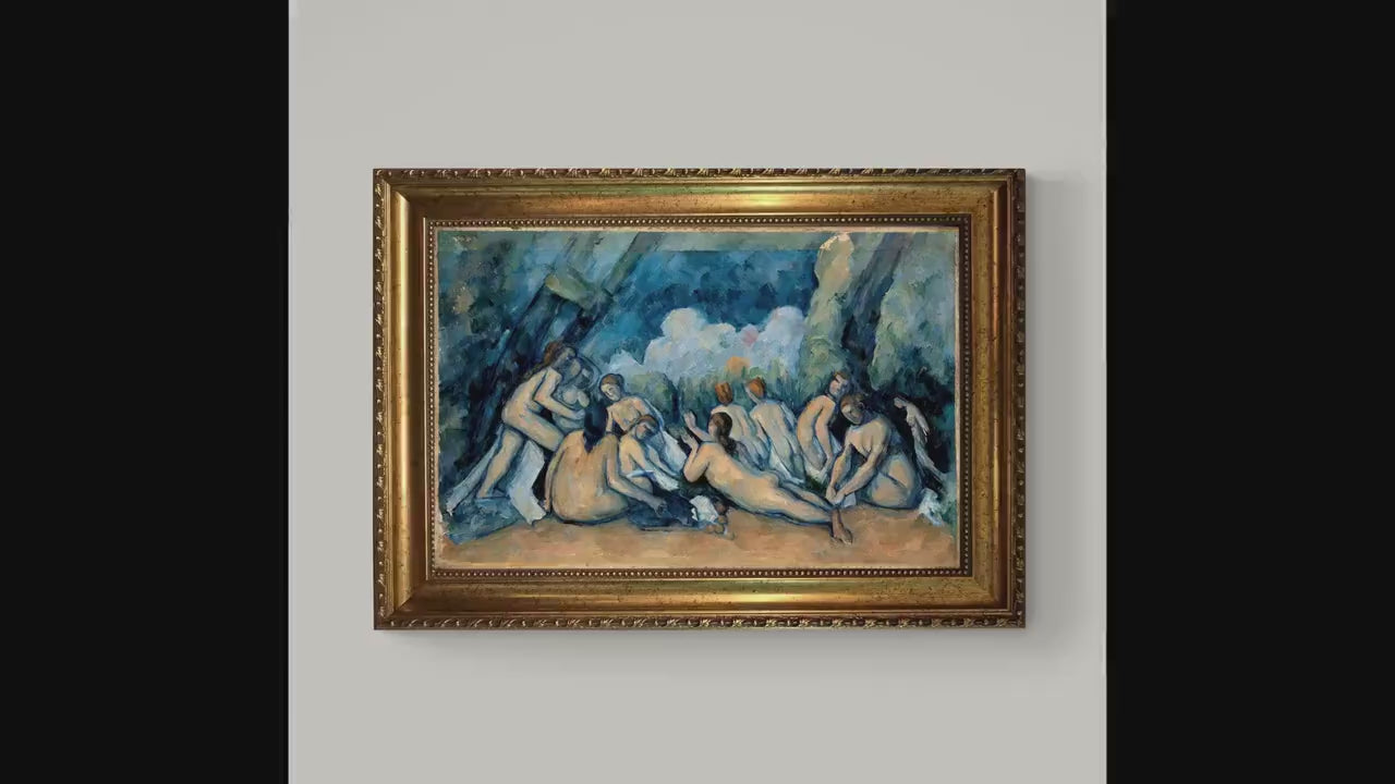 Bather by Cezanne Wall Art: Vintage Golden Frame and Brush Strokes
