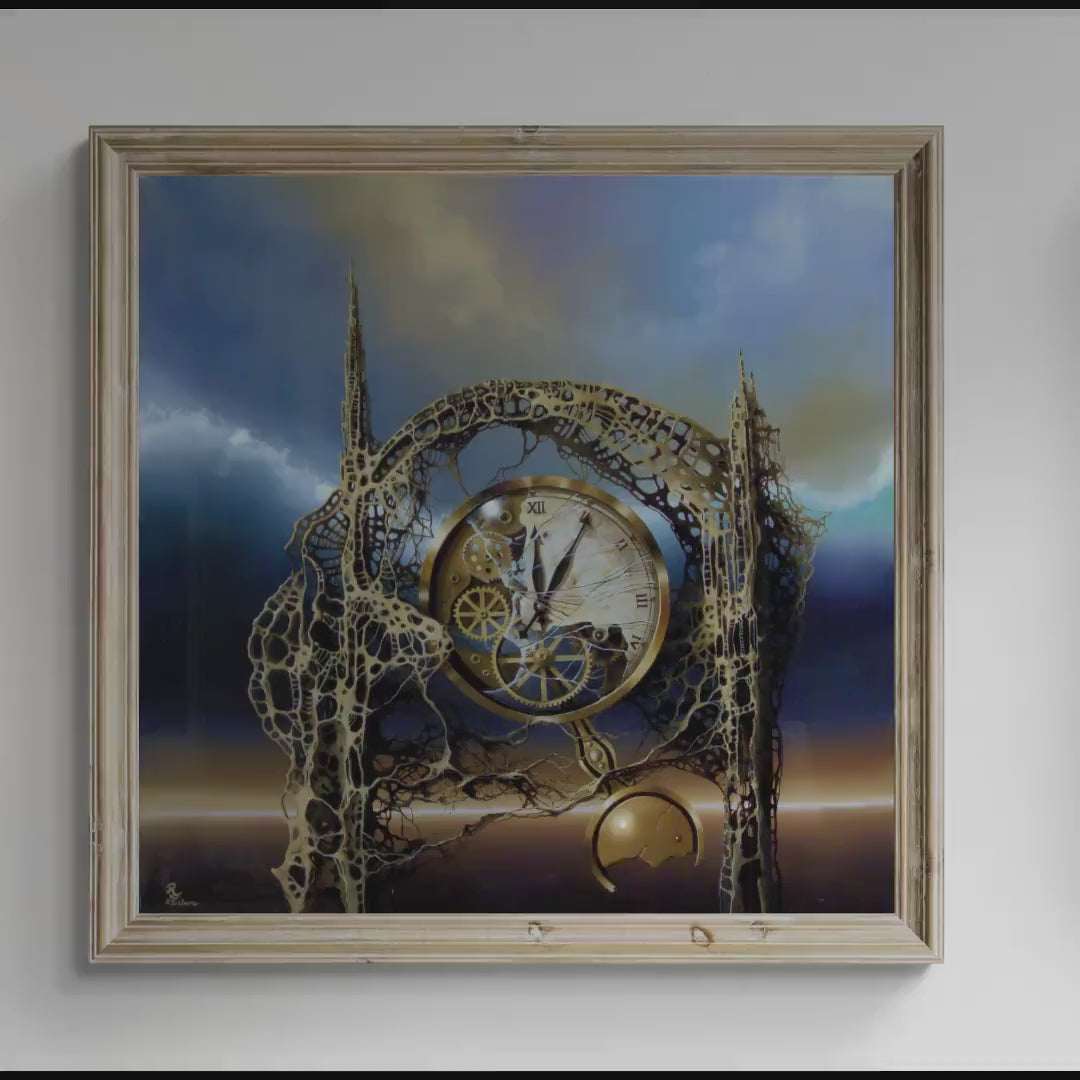 Time Gate Surreal Clock Giclée Canvas Print | Modern Home Decor