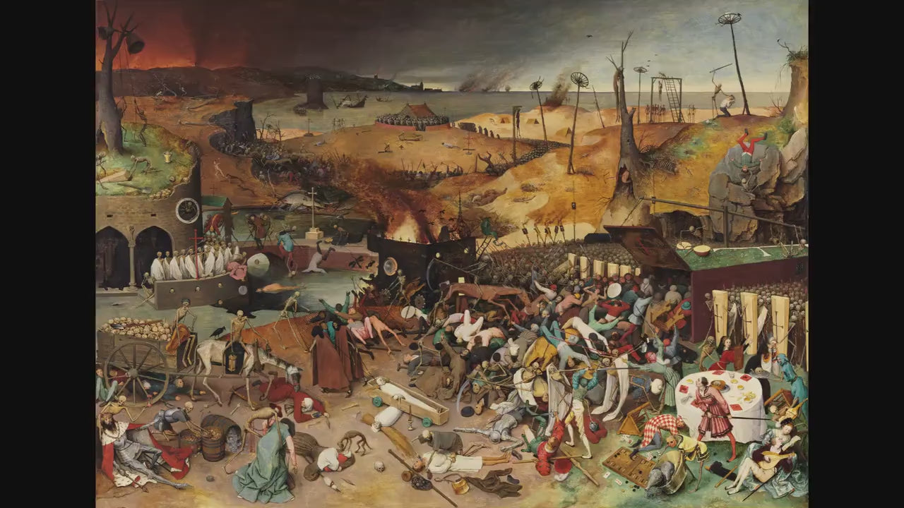 The Triumph of Death Canvas Print with brush strokes | Pieter Bruegel | Vintage Golden Frame