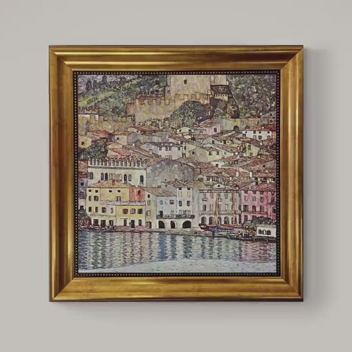 Klimt "Malcena at Gardasee" Giclée Canvas Print - Vintage Golden Frame