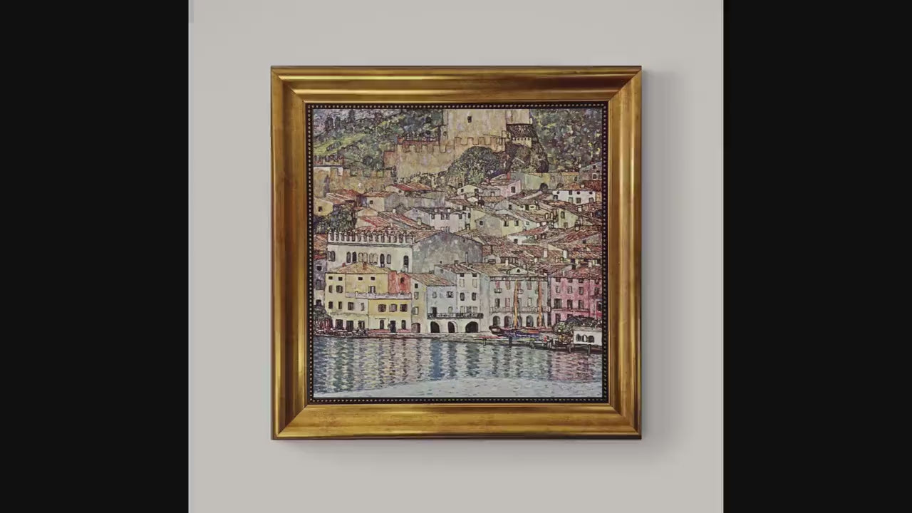 Klimt "Malcena at Gardasee" Giclée Canvas Print - Vintage Golden Frame