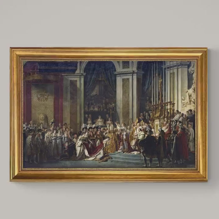 The Coronation of Napoleon Canvas Print: Jacques-Louis David, Vintage Gold Frame, Brush Stroke