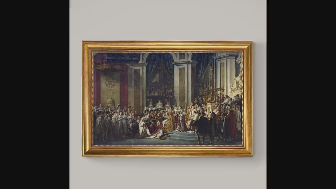 The Coronation of Napoleon Canvas Print: Jacques-Louis David, Vintage Gold Frame, Brush Stroke