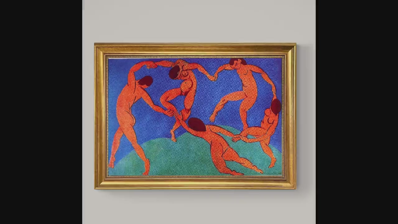 Framed Henri Matisse Dance II Canvas Print: with Golden Vintage Frame and Brush Strokes