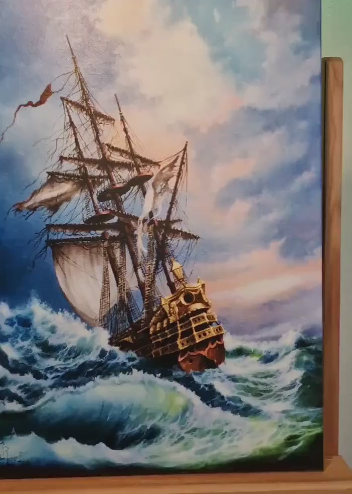 Sailing Ship Art Print | Seascape Painting, Storm at Sea