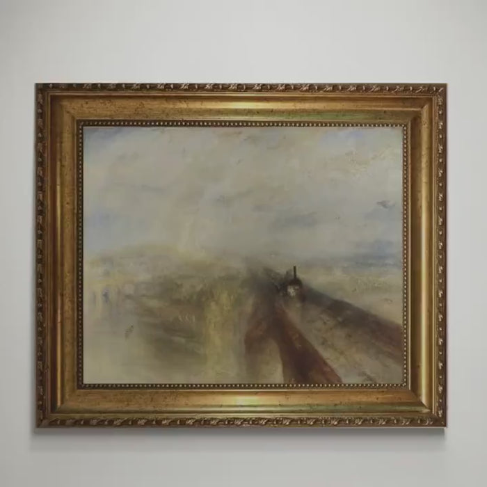 Turner Rain Steam and Speed Railway Canvas Print, Vintage Frame Brush Strokes