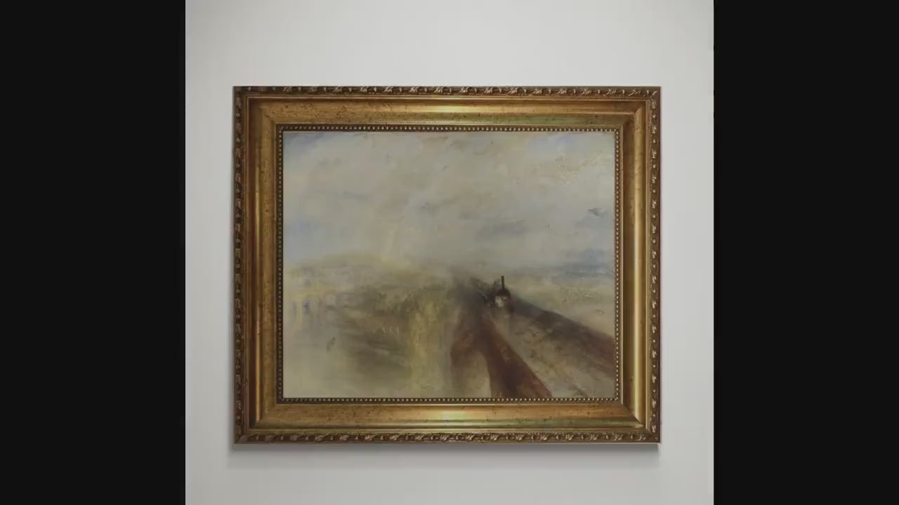 Turner Rain Steam and Speed Railway Canvas Print, Vintage Frame Brush Strokes