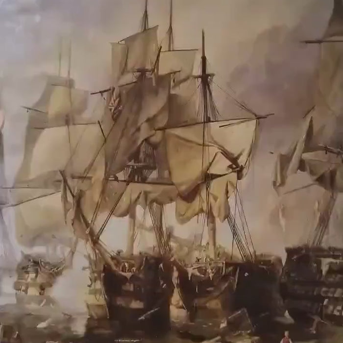Battle of Trafalgar art prints, Historical Painting of William Clarkson Stanfield, Textured Large Canvas Print, Hand Finished 3D Print