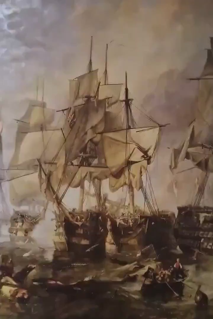 Battle of Trafalgar art prints, Historical Painting of William Clarkson Stanfield, Textured Large Canvas Print, Hand Finished 3D Print