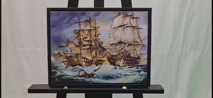 Battle of Trafalgar Canvas Print: HMS Victory Giclée, Framed Seascape