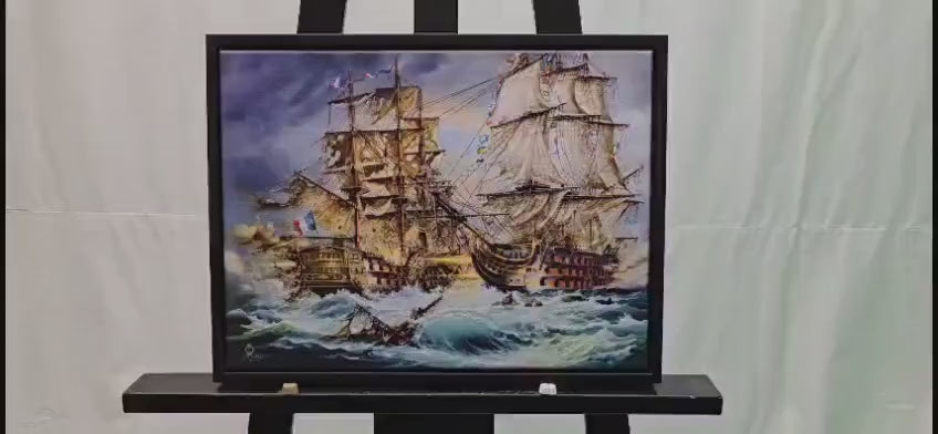 Battle of Trafalgar Canvas Print: HMS Victory Giclée, Framed Seascape