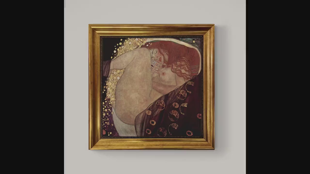 Gustav Klimt Danae Reproduction: Art Nouveau Canvas Print in Gold Vintage Frame