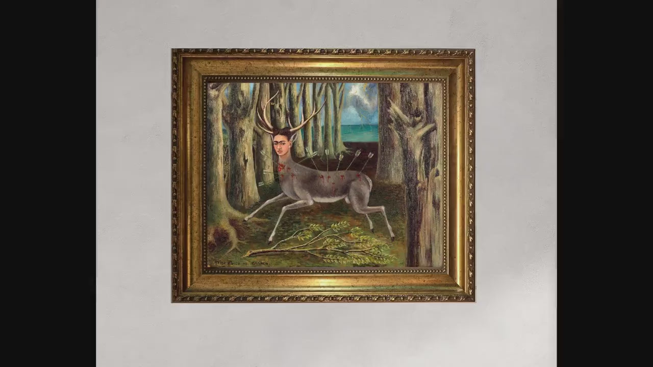 Frida Kahlo - Wounded Deer |  Canvas Print Museum Quality with Brush Strokes | Gold Wooden Frame