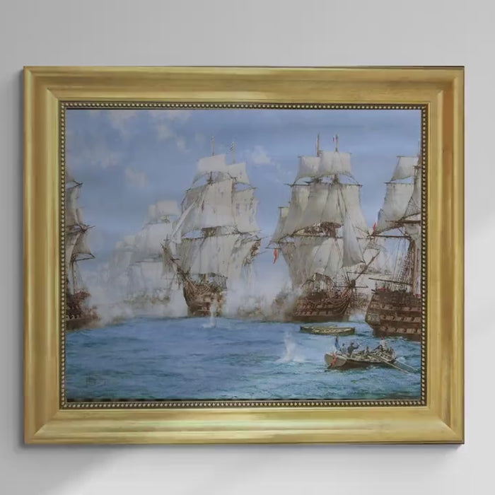 Battle of Trafalgar Print on Art Paper | Montague Dawson Maritime Art, Vintage Nautical Decor