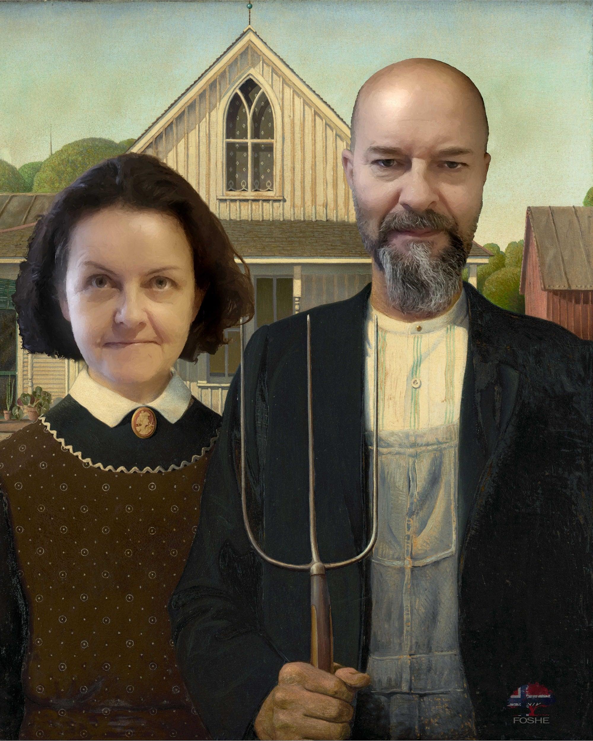 AMERICAN GOTHIC COUPLE Foshe Print ART