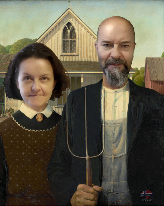 AMERICAN GOTHIC COUPLE Foshe Print ART