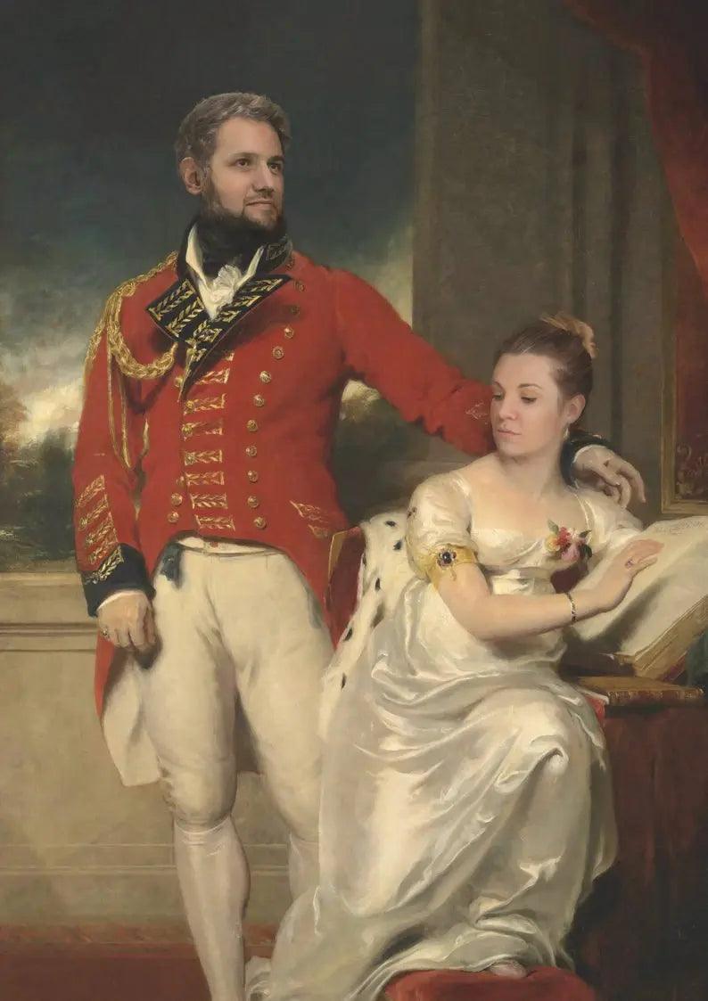 High quality custom art for couple printed in Norway. Unique king a queen portrait based on your photo and printed on a beautiful canvas or art paper