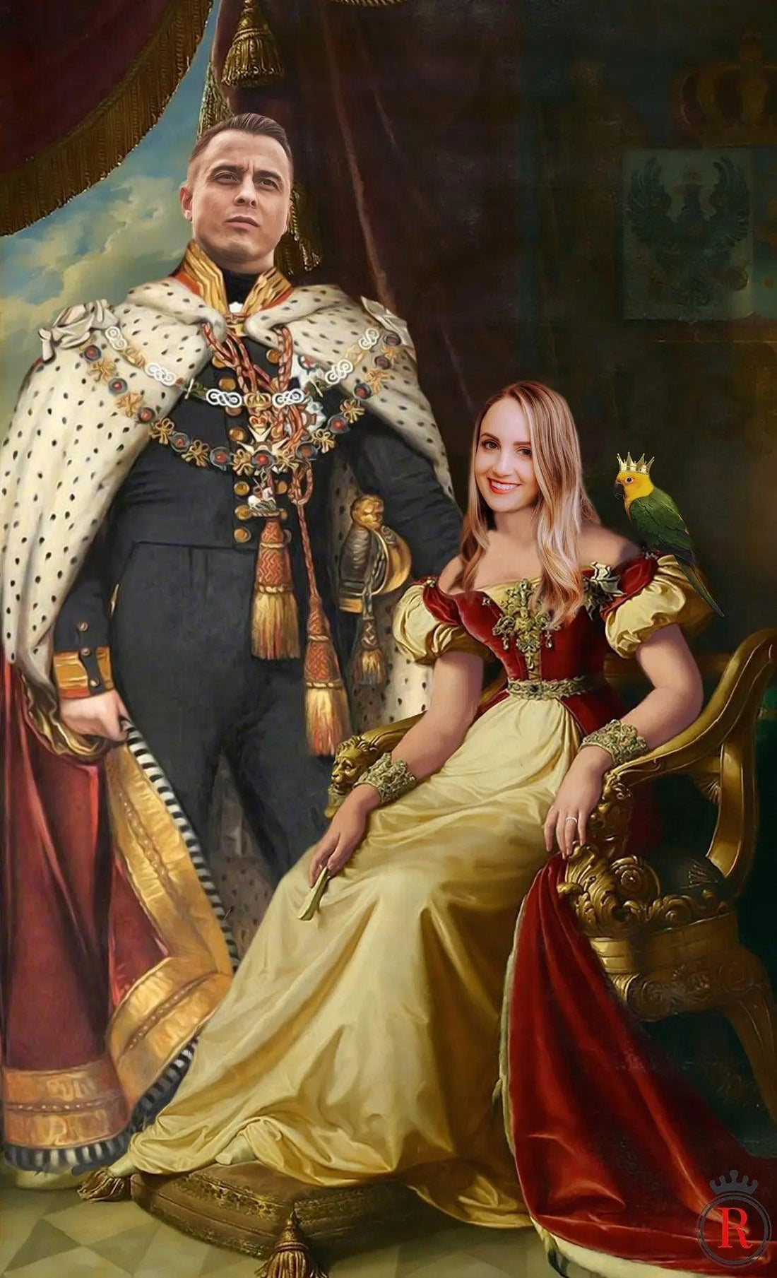 High quality custom art for couple printed in Norway. Unique king a queen portrait based on your photo and printed on a beautiful canvas or art paper