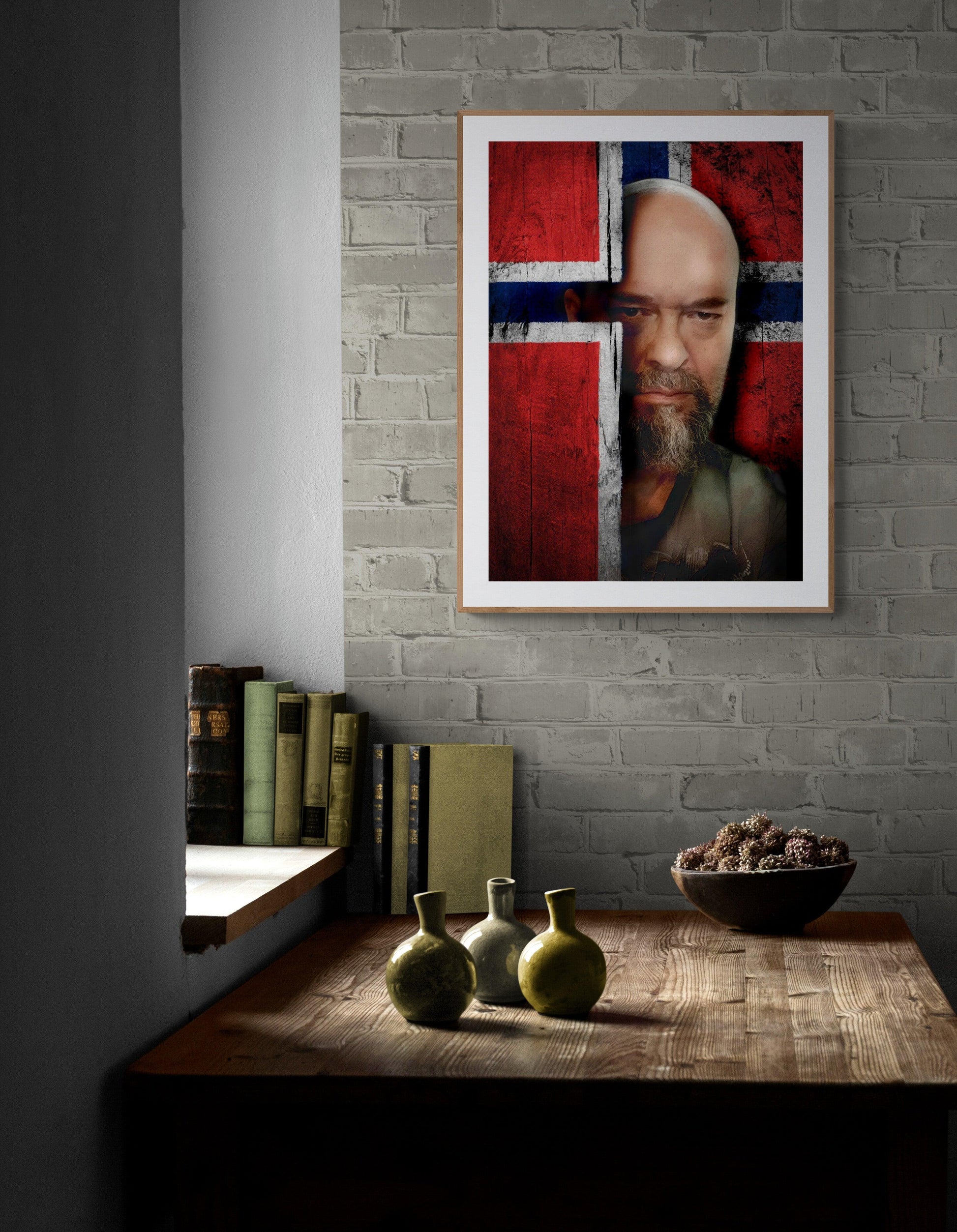 PORTRAIT WITH FLAG Foshe Print ART