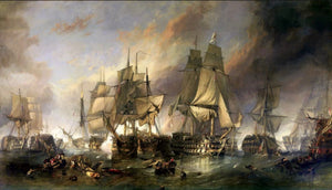 Battle of Trafalgar art prints, Historical Painting of William Clarkson Stanfield, Textured Large Canvas Print, Hand Finished 3D Print FOSHE ART