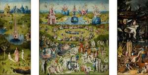 Hieronymus Bosch : Garden of Earthly Delights (Triptych, 1490), Bosch Garden Canvas 3 PANEL, Reproduction Print, Reproduction Canvas FOSHE ART