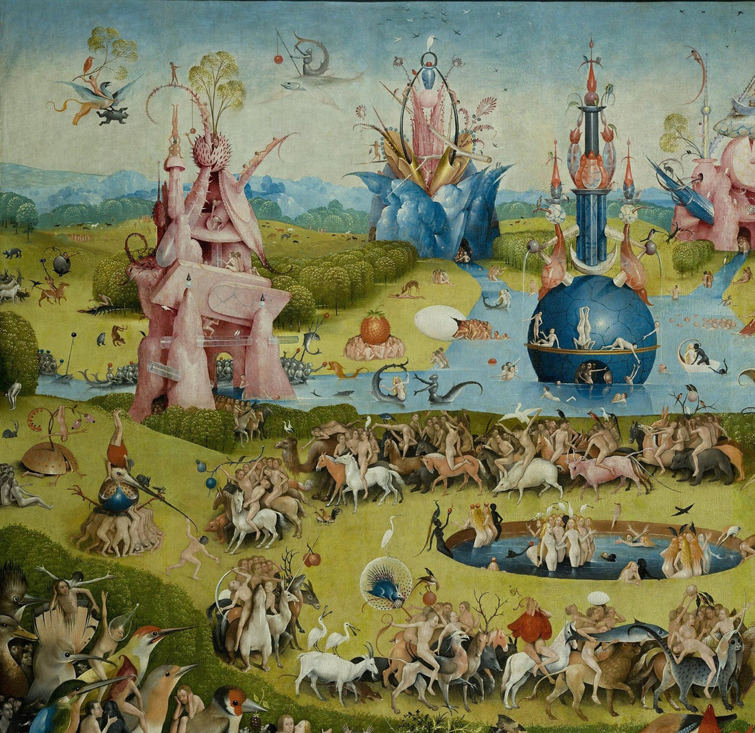 Hieronymus Bosch : Garden of Earthly Delights (Triptych, 1490), Bosch Garden Canvas 3 PANEL, Reproduction Print, Reproduction Canvas FOSHE ART