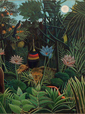 Henri Rousseau wall Art Set of 3 Green Tropical Jungle, Floral Botanical Prints, Modern Art Emerald Green Wall Decor FOSHE ART