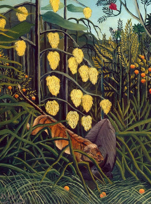 Henri Rousseau wall Art Set of 3 Green Tropical Jungle, Floral Botanical Prints, Modern Art Emerald Green Wall Decor FOSHE ART