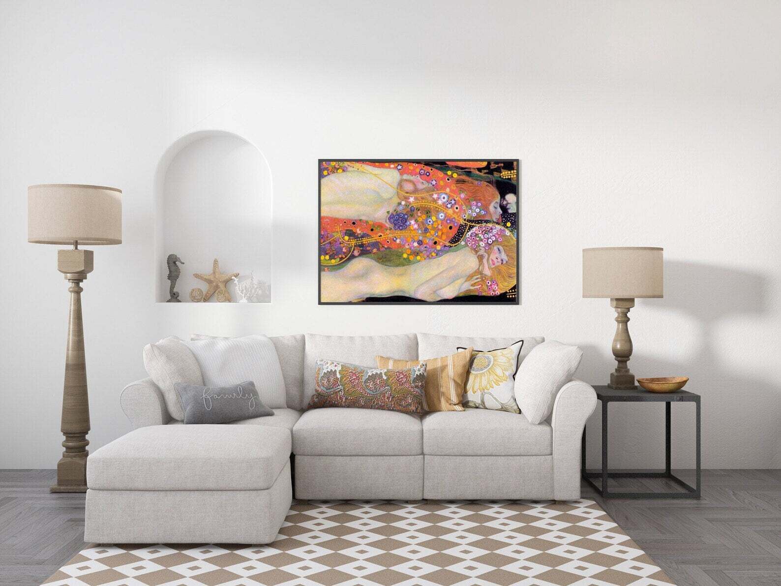 Gustav Klimt Famous Artwork: Water Snakes Large Size Canvas Paper Wall Art Poster FOSHE ART