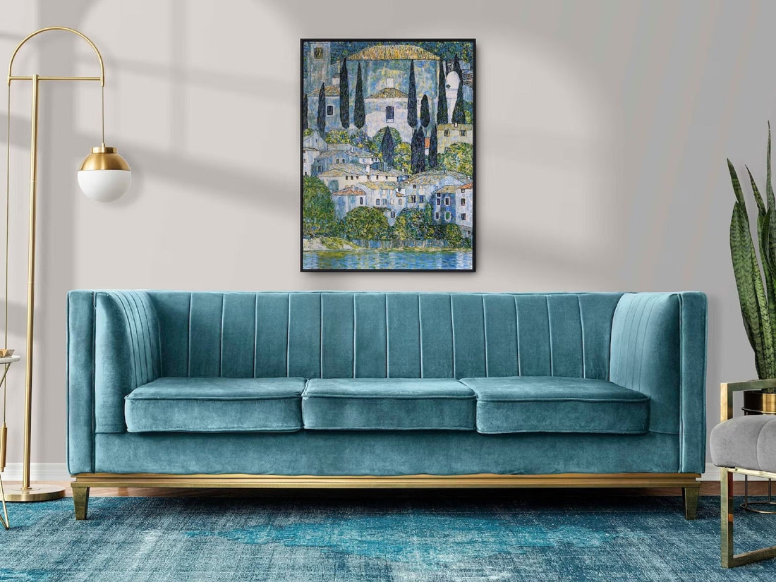 GUSTAV KLIMT - Church in Cassone Prints, Italy, Giclee Art, Canvas, Poster, Hand finished 3D canvas Premium, Art Nouveau Decor FOSHE ART