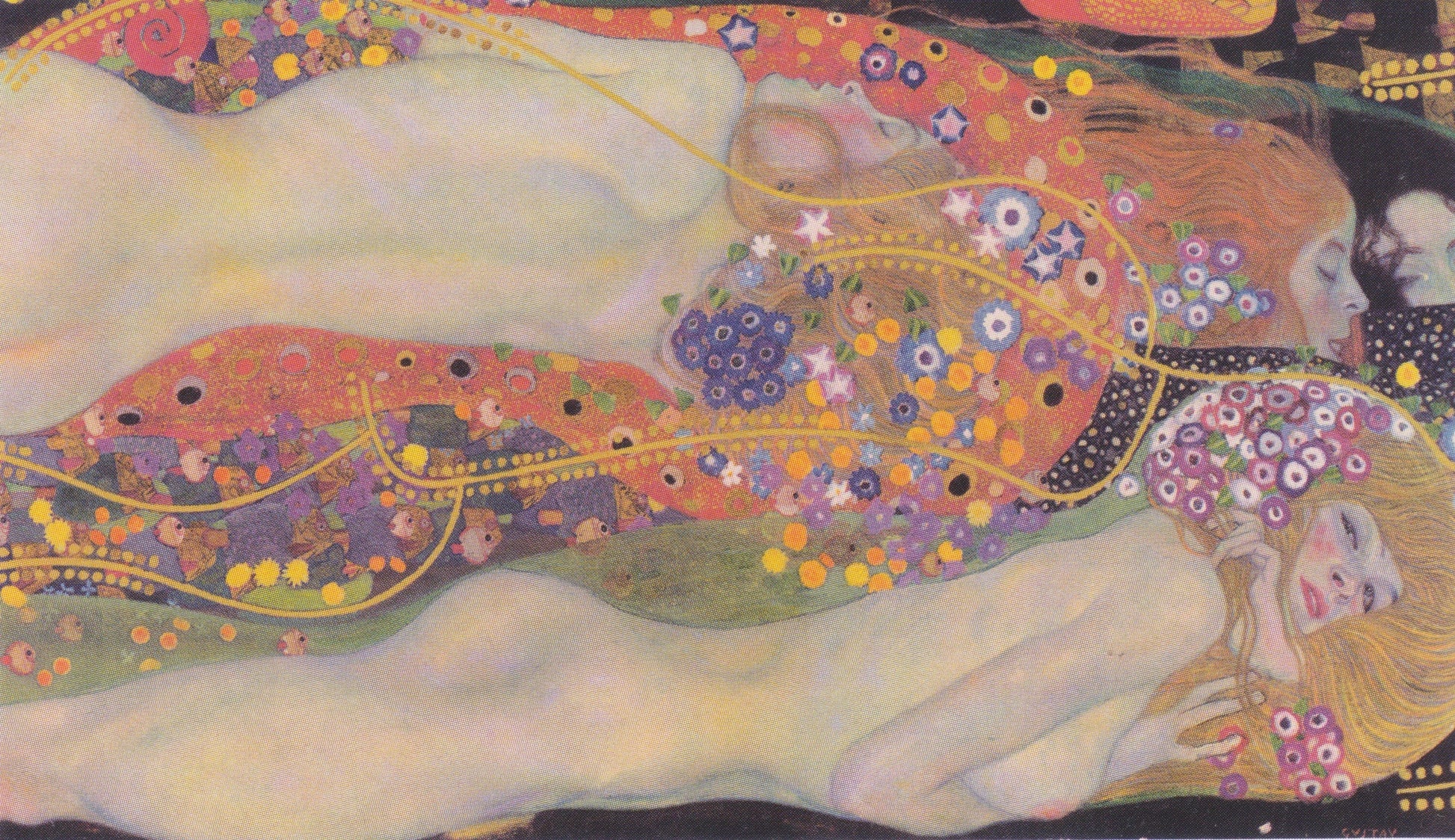 Gustav Klimt Famous Artwork: Water Snakes Large Size Canvas Paper Wall Art Poster FOSHE ART