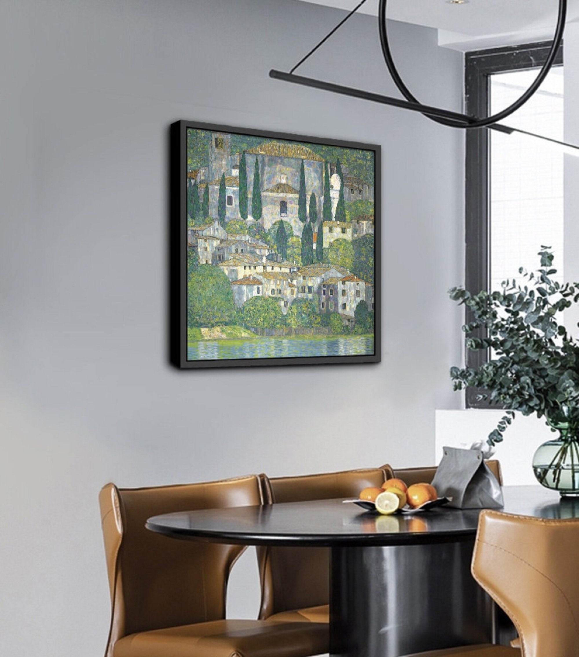 GUSTAV KLIMT - Church in Cassone Prints, Italy, Giclee Art, Canvas, Poster, Hand finished 3D canvas Premium, Art Nouveau Decor FOSHE ART