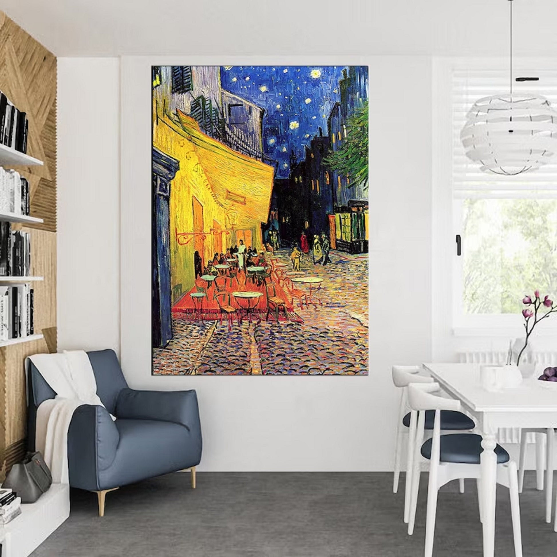 VAN GOGH, Café Terrace at Night  Art Prints, Vintage Art, Van Gogh Print, The Starry Night Canvas, Vintage Art, Starry Night Decor, Wall Art FOSHE ART