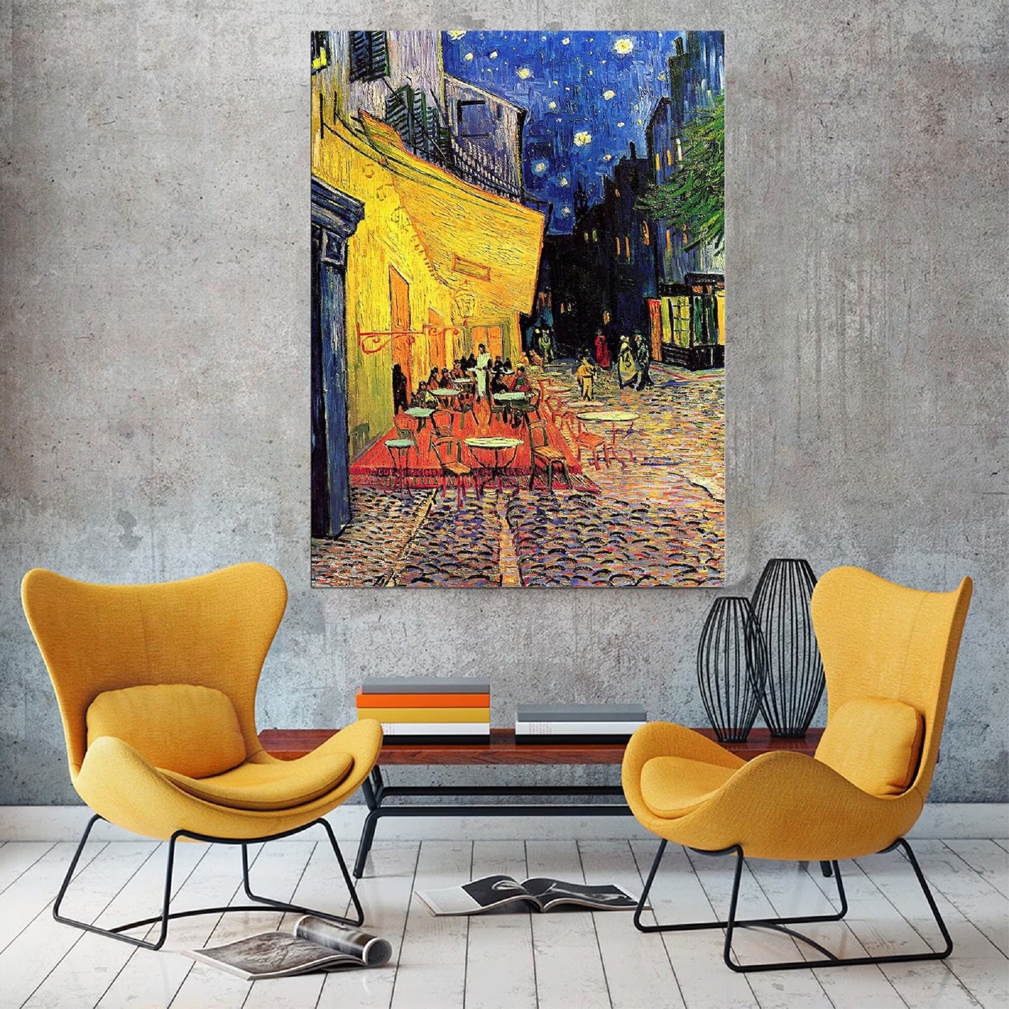 VAN GOGH, Café Terrace at Night  Art Prints, Vintage Art, Van Gogh Print, The Starry Night Canvas, Vintage Art, Starry Night Decor, Wall Art FOSHE ART