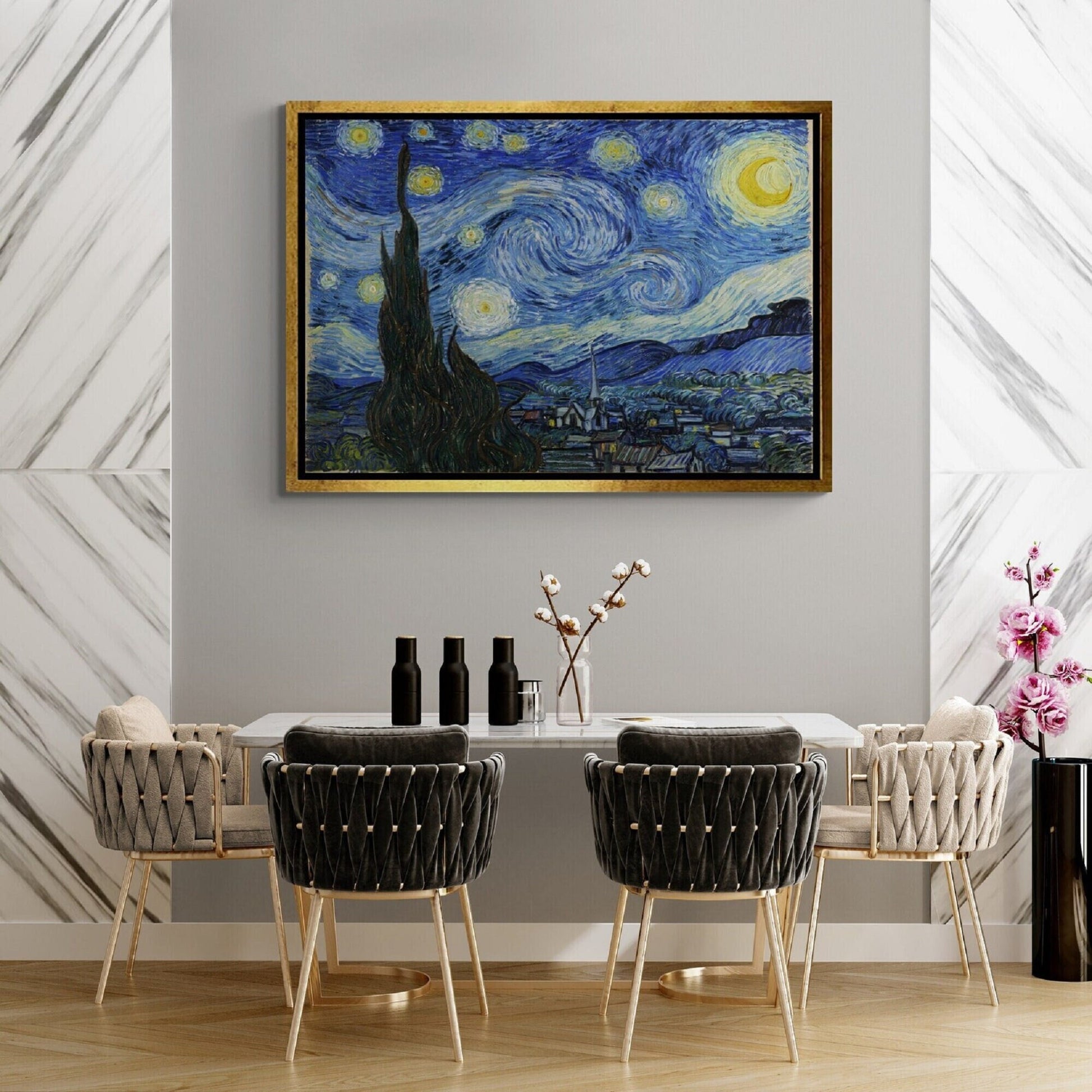 VAN GOGH, The Starry Night Art Prints, Vintage Art, Van Gogh Print, The Starry Night Canvas, Vintage Art, Starry Night Decor, Wall Art FOSHE ART