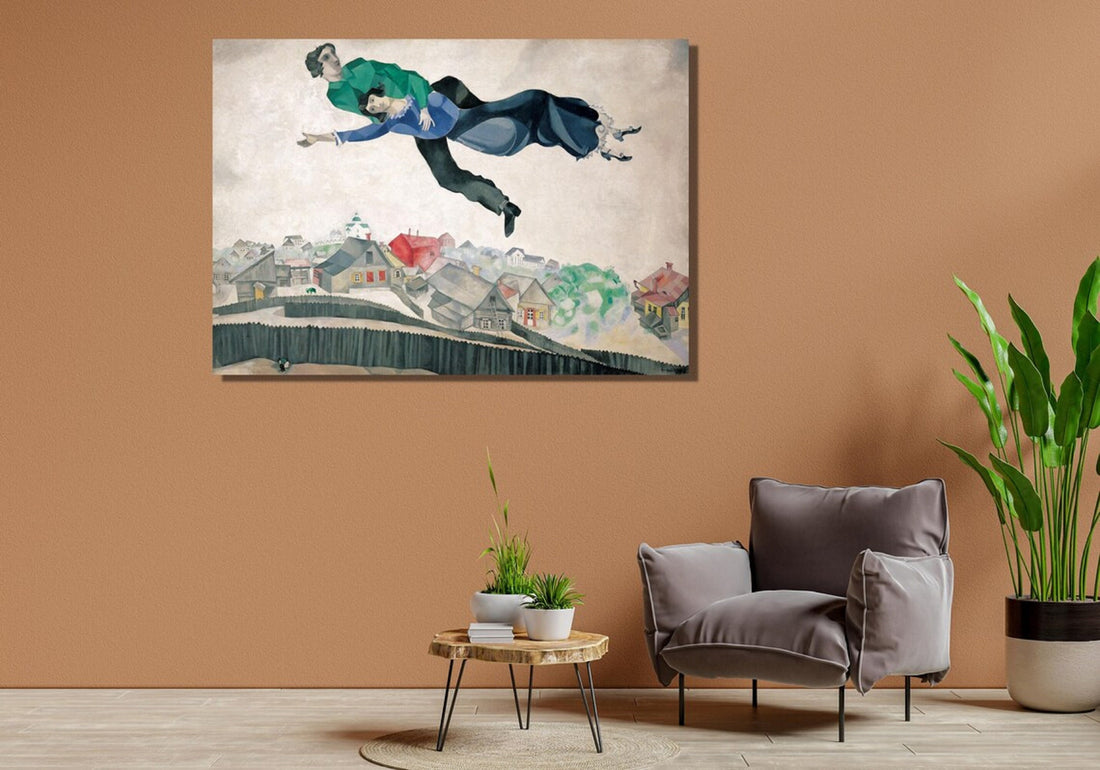 Over the Town by Marc Chagall, Home Decor Wall Decor Giclee Art Print, Large Print / Canvas Prints, Poster or 3D Hand Finished Premium Print FOSHE ART