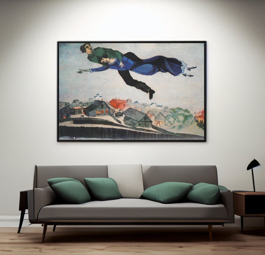 Over the Town by Marc Chagall, Home Decor Wall Decor Giclee Art Print, Large Print / Canvas Prints, Poster or 3D Hand Finished Premium Print FOSHE ART