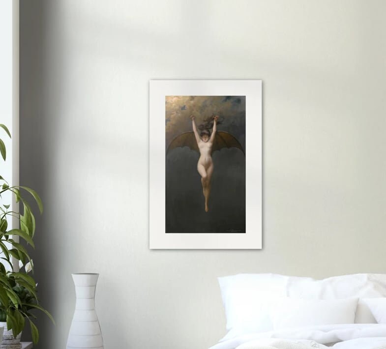 Albert Joseph Penot Prints, The Bat-Woman,  Gothic Art Home Decor, Giclee Paper / Canvas Prints, Poster or 3D Hand Finished Premium Print FOSHE ART
