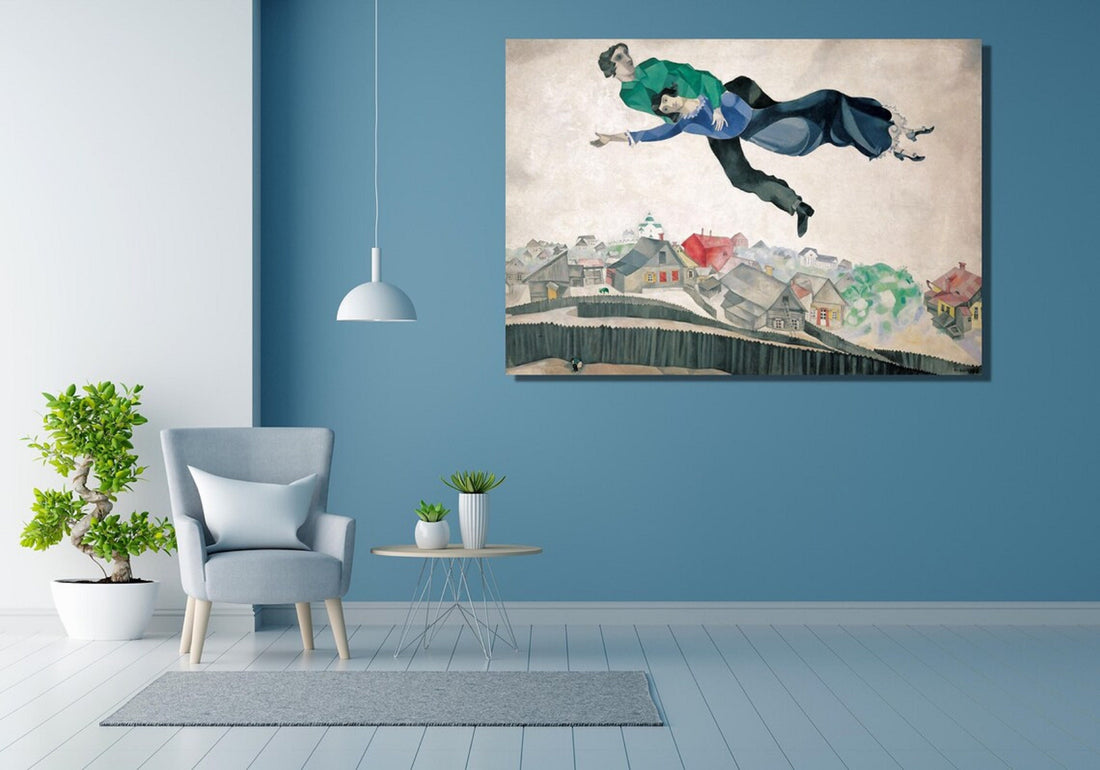 Over the Town by Marc Chagall, Home Decor Wall Decor Giclee Art Print, Large Print / Canvas Prints, Poster or 3D Hand Finished Premium Print FOSHE ART