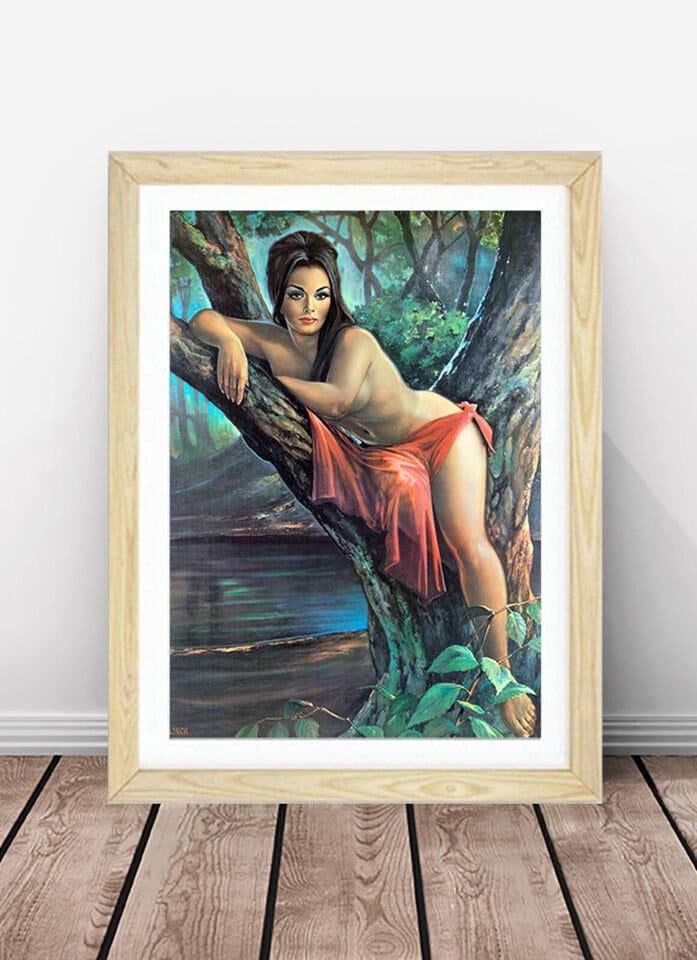 JH LYNCH Woodland Goddess Vintage Wall Home Decor, Nymph, Giclee Canvas/ Gallery Grade Paper prints or Art Poster FOSHE ART