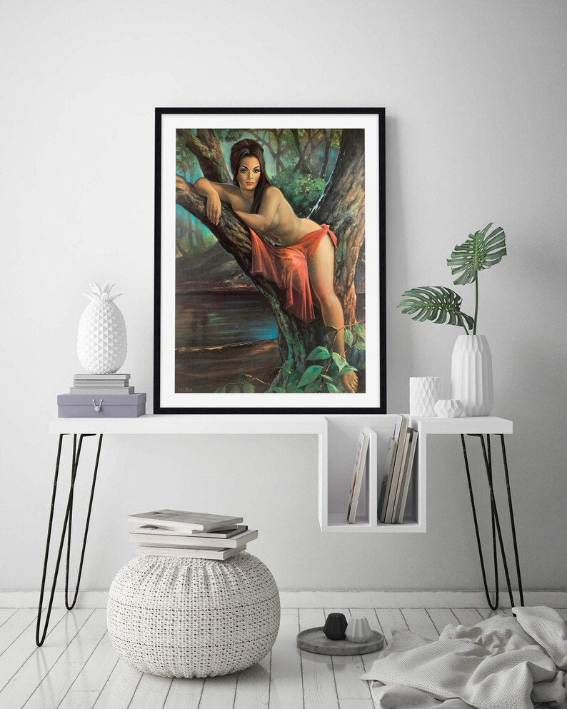 JH LYNCH Woodland Goddess Vintage Wall Home Decor, Nymph, Giclee Canvas/ Gallery Grade Paper prints or Art Poster FOSHE ART