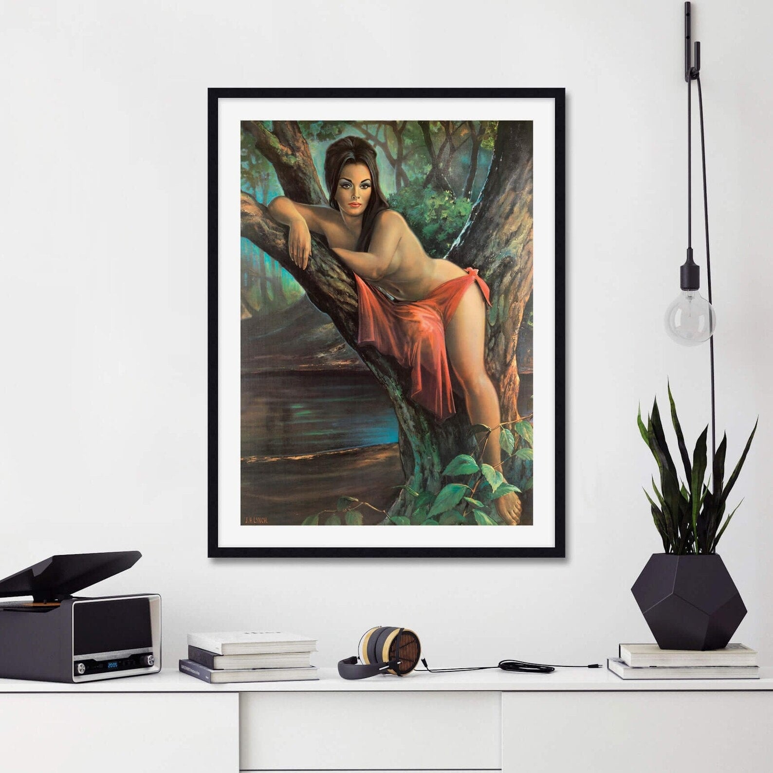JH LYNCH Woodland Goddess Vintage Wall Home Decor, Nymph, Giclee Canvas/ Gallery Grade Paper prints or Art Poster FOSHE ART