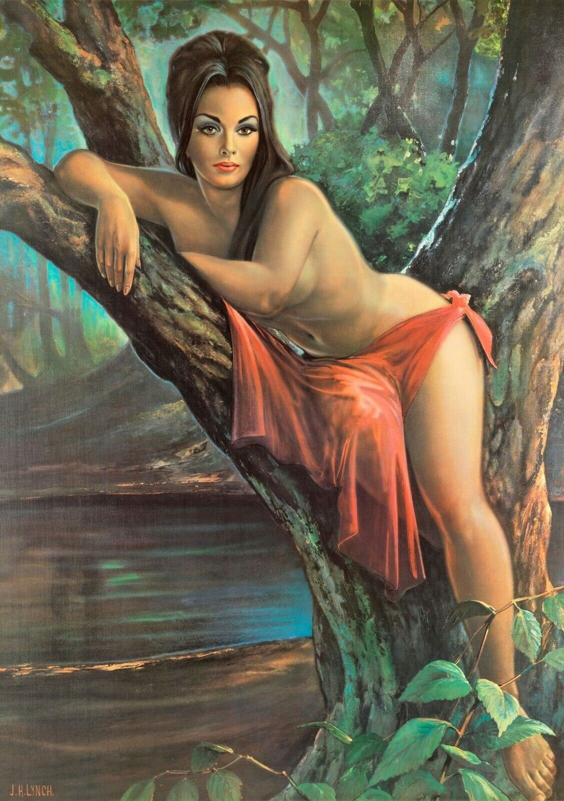 JH LYNCH Woodland Goddess Vintage Wall Home Decor, Nymph, Giclee Canvas/ Gallery Grade Paper prints or Art Poster FOSHE ART