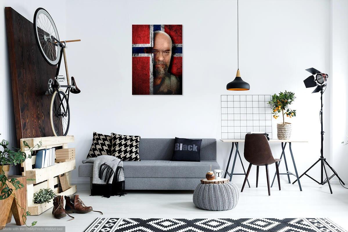 PORTRAIT WITH FLAG Foshe Print ART